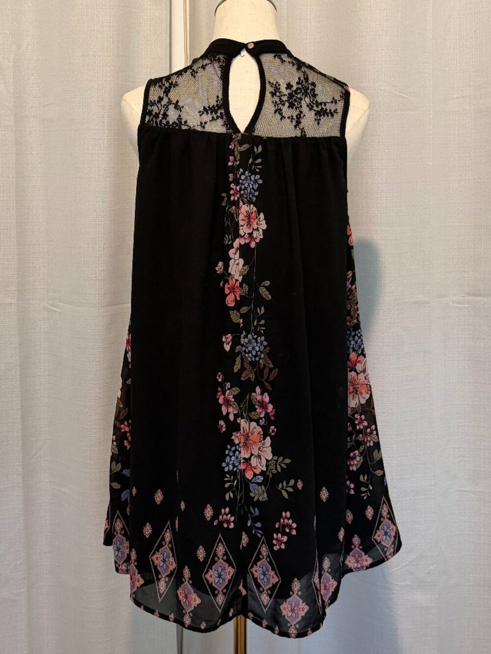 Heart Soul Floral Mini Dress | Black Lace Coquette Aesthetic Small - Picture 4 of 10